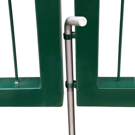 vidaXL Puerta de valla de jardín con postes acero verde 350x100 cm