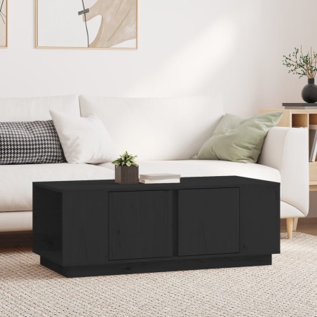 vidaXL Mesa de centro de madera maciza de pino negro 110x50x40 cm