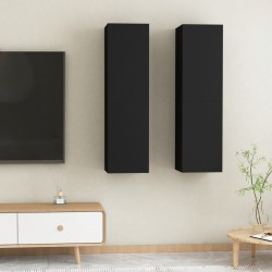 vidaXL Muebles para TV 2 uds madera contrachapada negro 30,5x30x110 cm