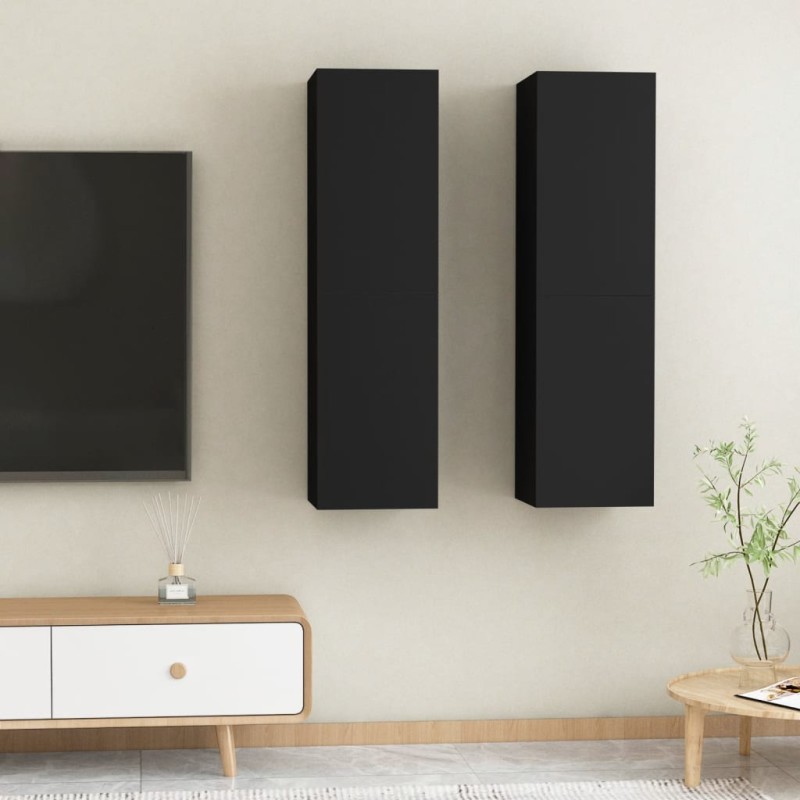 vidaXL Muebles para TV 2 uds madera contrachapada negro 30,5x30x110 cm vidaXL Muebles para TV 2 uds madera contrachapada negro 30,5x30x110 cm