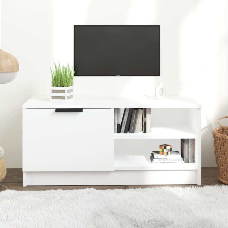 vidaXL Mueble para TV madera contrachapada blanco 80x35x36,5 cm