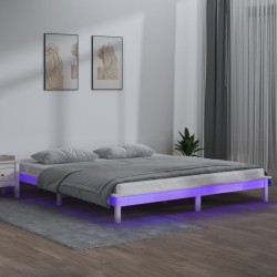 vidaXL Estructura de cama con LED madera maciza blanca 120x200 cm