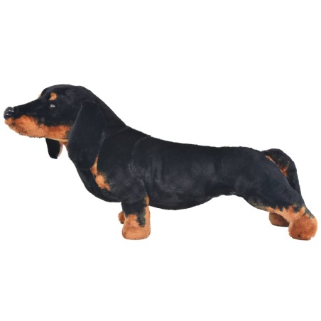 vidaXL Perro teckel de peluche de pie negro XXL