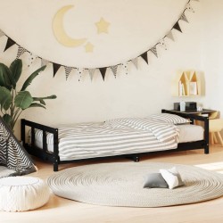 vidaXL Estructura de cama para niños madera de pino negro 90x200 cm