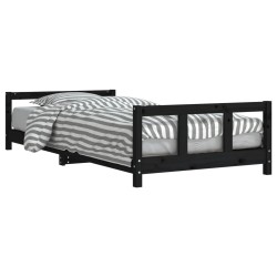 vidaXL Estructura de cama para niños madera de pino negro 90x200 cm
