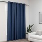 vidaXL Cortina opaca con ojales look de lino azul 290x245 cm vidaXL Cortina opaca con ojales look de lino azul 290x245 cm