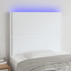 vidaXL Cabecero con luces LED cuero sintético blanco 80x5x118/128 cm