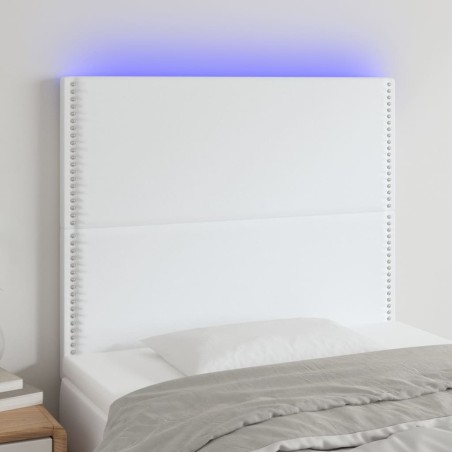 vidaXL Cabecero con luces LED cuero sintético blanco 80x5x118/128 cm