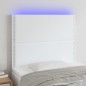 vidaXL Cabecero con luces LED cuero sintético blanco 80x5x118/128 cm vidaXL Cabecero con luces LED cuero sintético blanco 80x5x118/128 cm