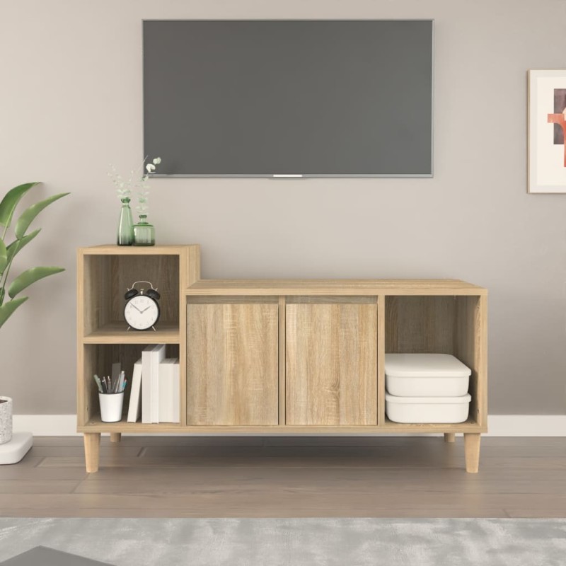 vidaXL Mueble para TV madera contrachapada roble Sonoma 100x35x55 cm vidaXL Mueble para TV madera contrachapada roble Sonoma 100x35x55 cm