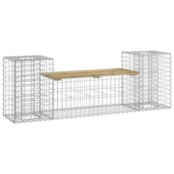 vidaXL Banco jardín con gaviones madera pino impregnada 183x41x60,5 cm