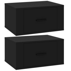 vidaXL Mesitas de noche de pared 2 uds negro 50x36x25 cm