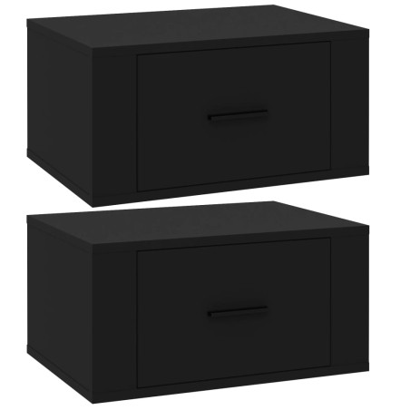 vidaXL Mesitas de noche de pared 2 uds negro 50x36x25 cm