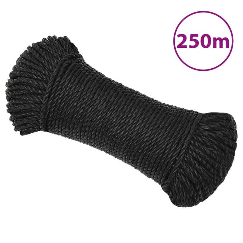 vidaXL Cuerda de trabajo polipropileno negro 8 mm 250 m vidaXL Cuerda de trabajo polipropileno negro 8 mm 250 m