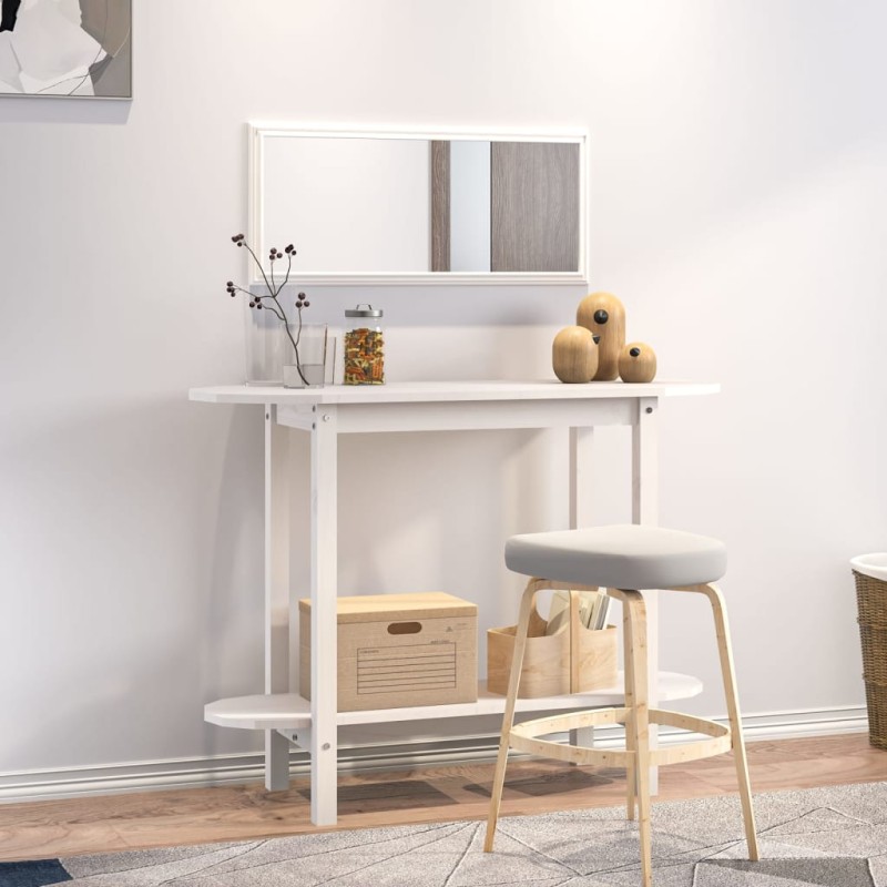 vidaXL Mesa consola de madera maciza de pino blanco 110x40x80 cm vidaXL Mesa consola de madera maciza de pino blanco 110x40x80 cm