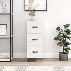 vidaXL Aparador de madera contrachapada blanco brillante 34,5x34x90 cm