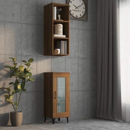 vidaXL Armario pared madera contrachapada marrón roble 34,5x32,5x90 cm