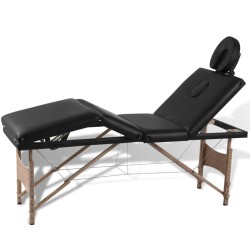  vidaXL Camilla de masaje plegable 4 zonas estructura de madera negra