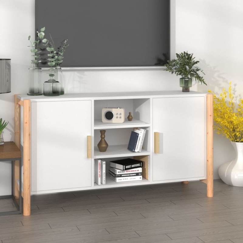 vidaXL Aparador de madera contrachapada blanco 107x38x60 cm vidaXL Aparador de madera contrachapada blanco 107x38x60 cm