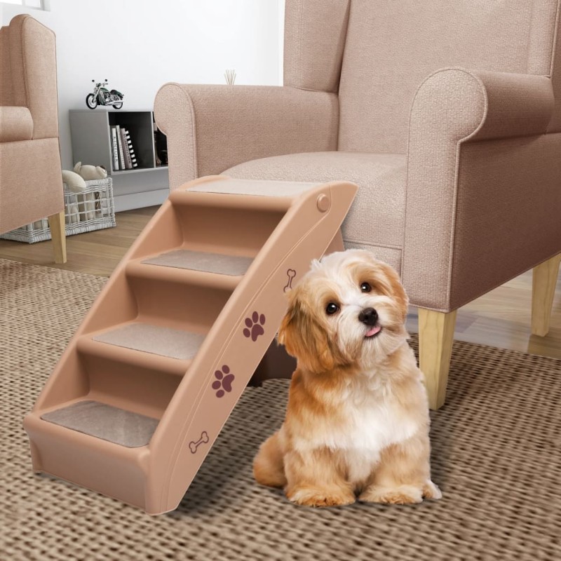 vidaXL Escalera plegable para perros marrón 62x40x49,5 cm vidaXL Escalera plegable para perros marrón 62x40x49,5 cm
