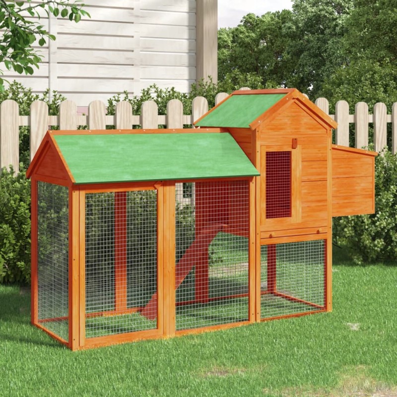 vidaXL Gallinero madera maciza de pino marrón 193x65x117 cm vidaXL Gallinero madera maciza de pino marrón 193x65x117 cm