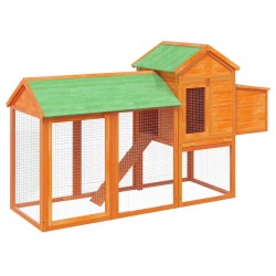 vidaXL Gallinero madera maciza de pino marrón 193x65x117 cm