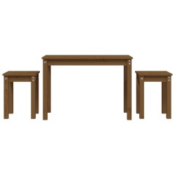 vidaXL Mesas apilables 3 piezas madera maciza de pino marrón miel