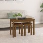 vidaXL Mesas apilables 3 piezas madera maciza de pino marrón miel vidaXL Mesas apilables 3 piezas madera maciza de pino marrón miel