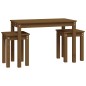 vidaXL Mesas apilables 3 piezas madera maciza de pino marrón miel vidaXL Mesas apilables 3 piezas madera maciza de pino marrón miel