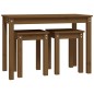 vidaXL Mesas apilables 3 piezas madera maciza de pino marrón miel vidaXL Mesas apilables 3 piezas madera maciza de pino marrón miel