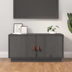 vidaXL Mueble de TV de madera maciza de pino gris 80x34x40 cm