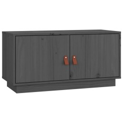 vidaXL Mueble de TV de madera maciza de pino gris 80x34x40 cm