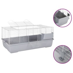 vidaXL Jaula de animales pequeños polipropileno metal gris 100x53x46cm