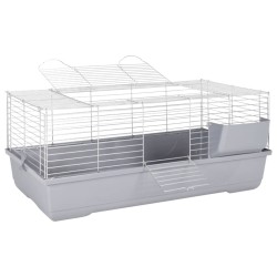 vidaXL Jaula de animales pequeños polipropileno metal gris 100x53x46cm