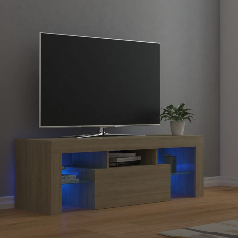 vidaXL Mueble de TV con luces LED roble Sonoma 120x35x40 cm