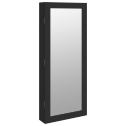vidaXL Espejo con joyero y luces LED para pared negro