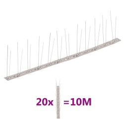 vidaXL Set de 20 hileras pinchos contra pájaros y palomas 2 filas 10 m