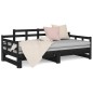 vidaXL Sofá cama extraíble madera maciza de pino negro 2x(80x200) cm vidaXL Sofá cama extraíble madera maciza de pino negro 2x(80x200) cm