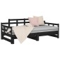 vidaXL Sofá cama extraíble madera maciza de pino negro 2x(80x200) cm vidaXL Sofá cama extraíble madera maciza de pino negro 2x(80x200) cm