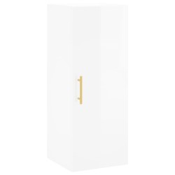 vidaXL Armario de pared blanco brillante 34,5x34x90 cm