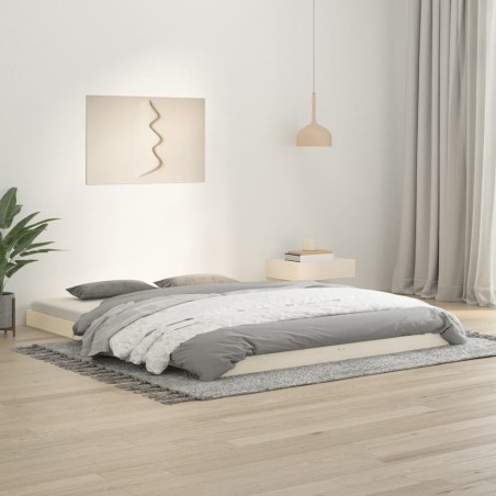 vidaXL Estructura de cama madera maciza de pino blanco 150x200 cm