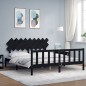 vidaXL Estructura cama de matrimonio con cabecero madera maciza negro vidaXL Estructura cama de matrimonio con cabecero madera maciza negro