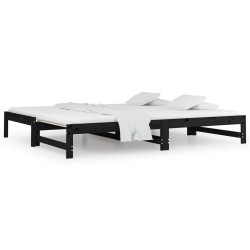 vidaXL Sofá cama extraíble madera maciza de pino negro 2x(90x190) cm