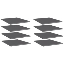 vidaXL Estante estantería 8 uds contrachapada gris brillo 40x50x1,5 cm