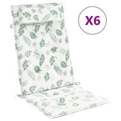 vidaXL Cojines silla respaldo alto 6 uds tela Oxford estampado hojas