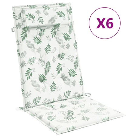 vidaXL Cojines silla respaldo alto 6 uds tela Oxford estampado hojas