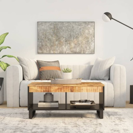 vidaXL Mesa de centro de madera maciza mango 90x50x40 cm
