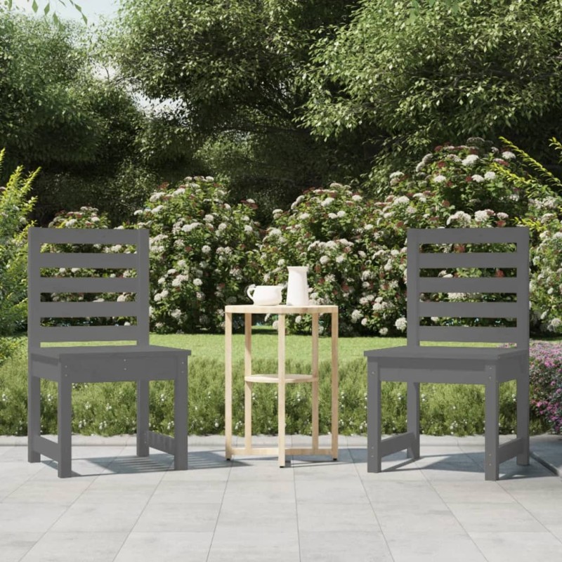 vidaXL Sillas de jardín 2 uds madera maciza pino gris 40,5x48x91,5 cm vidaXL Sillas de jardín 2 uds madera maciza pino gris 40,5x48x91,5 cm