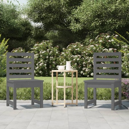 vidaXL Sillas de jardín 2 uds madera maciza pino gris 40,5x48x91,5 cm