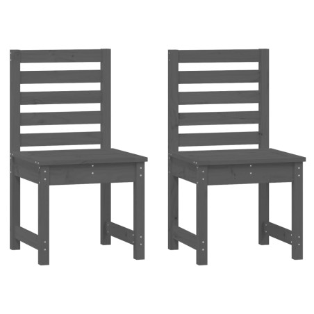 vidaXL Sillas de jardín 2 uds madera maciza pino gris 40,5x48x91,5 cm